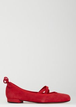 Замшевые балетки Stuart Weitzman Bolshoi красного цвета, фото